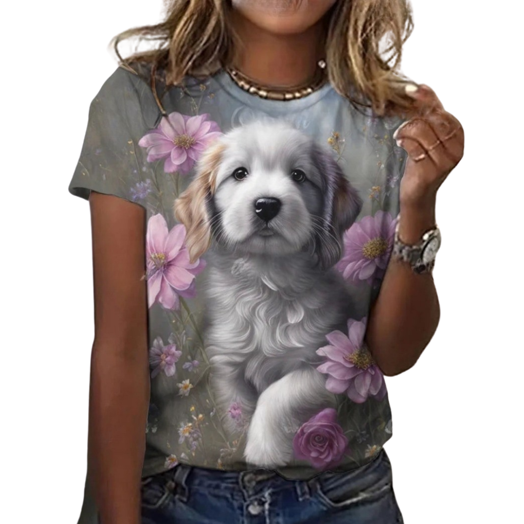 Women's Fashion Cute Dog Print Harajuku Style Kawaii T-Shirt SELECTION