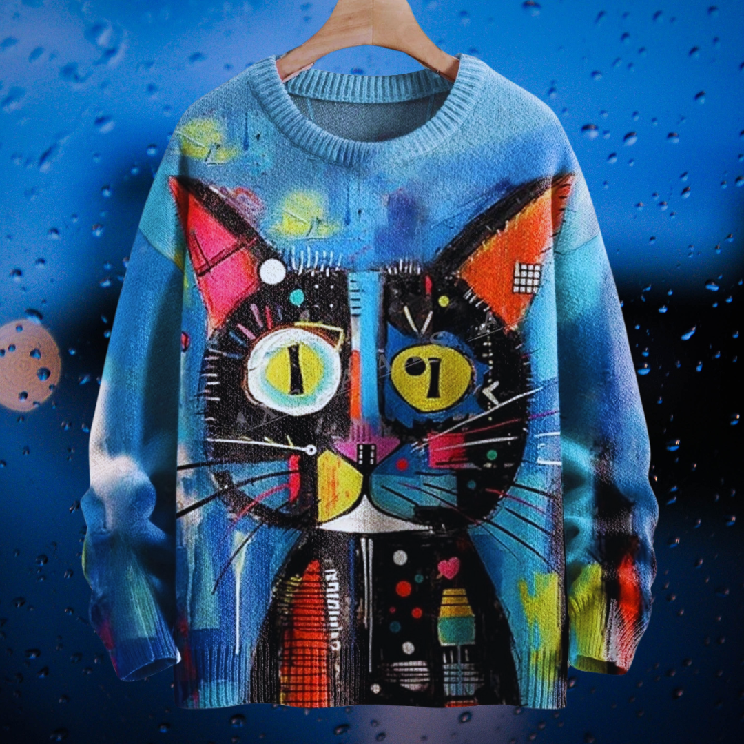 Chic & Adorable Artistic Cat Sweater Collection