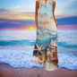 Boho Retro V-Neck Sleeveless Maxi Dress – Artistic Summer Long Dress for Women