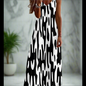 Women's Bohemian Marble Print Maxi Dresses – Sleeveless Loose A-Line Beach Resort Dresses
