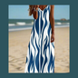Women's Bohemian Marble Print Maxi Dresses – Sleeveless Loose A-Line Beach Resort Dresses