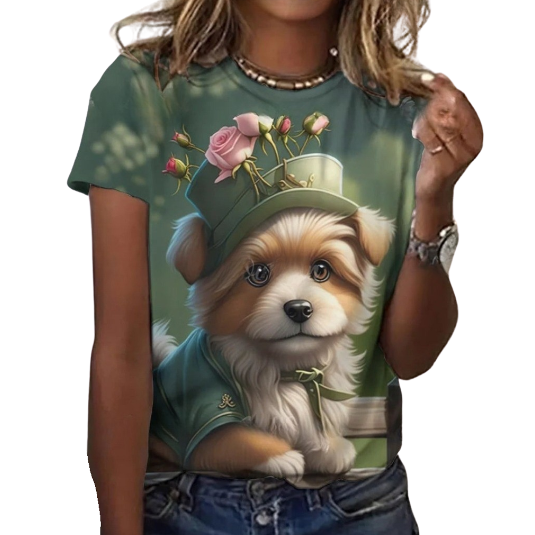 Women's Fashion Cute Dog Print Harajuku Style Kawaii T-Shirt SELECTION