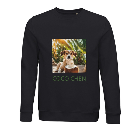 Coco Chen Happy Dog Beach Sweatshirt – Eco-Friendly Unisex Design