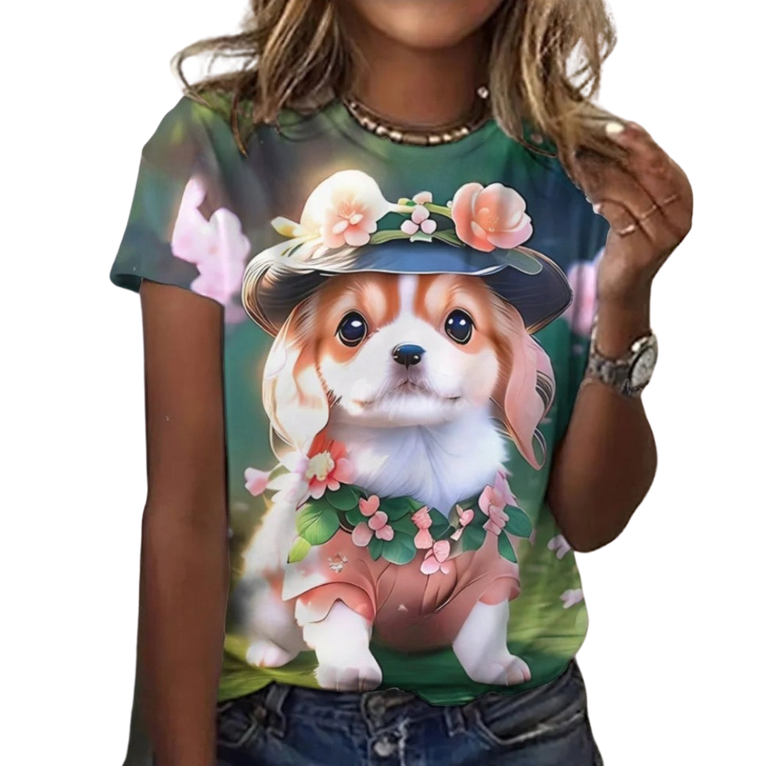 Women's Fashion Cute Dog Print Harajuku Style Kawaii T-Shirt SELECTION