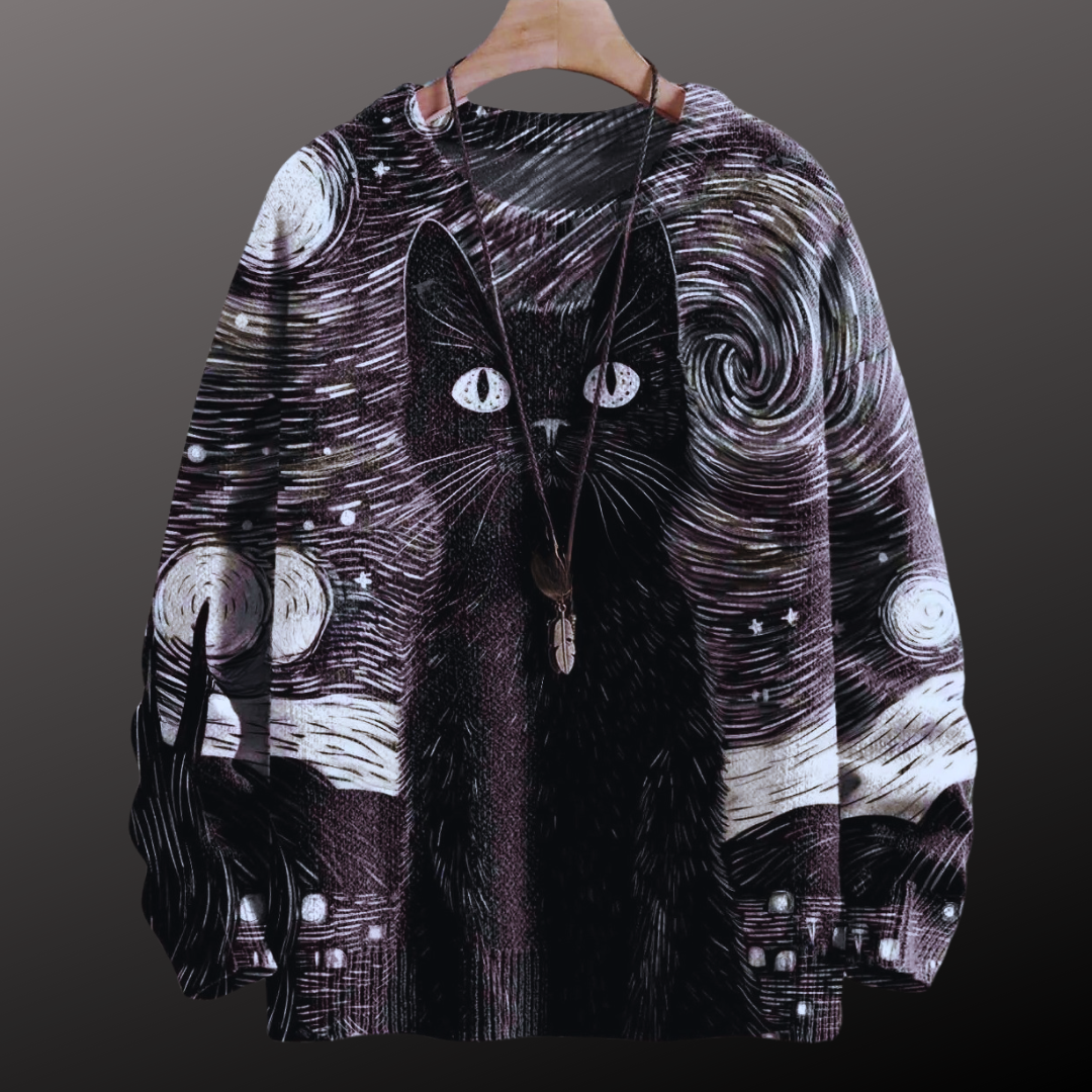 Chic & Adorable Artistic Cat Sweater Collection