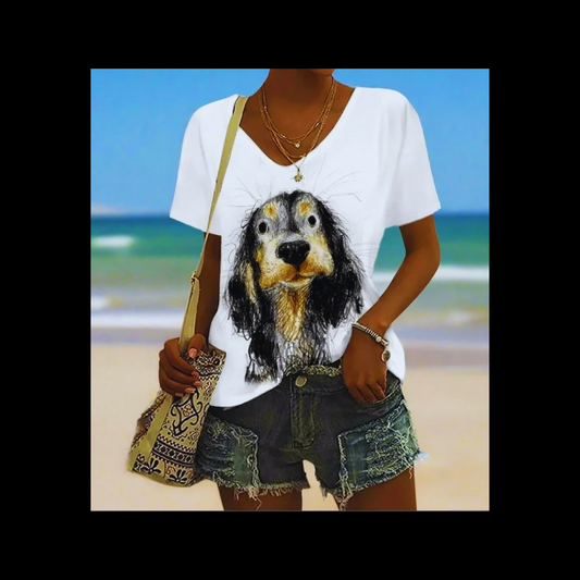 Vintage-Inspired Animal Sketches T-Shirts – Women’s Short Sleeve Oversized Summer Tops