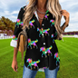 Horse Print Blouses for Women – Loose Fit Long Sleeve Casual Shirts | Spring, Autumn Office Chic Top with Button Front | Animal Print Polyester Tunics
