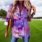 Horse Print Blouses for Women – Loose Fit Long Sleeve Casual Shirts | Spring, Autumn Office Chic Top with Button Front | Animal Print Polyester Tunics