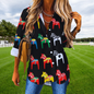 Horse Print Blouses for Women – Loose Fit Long Sleeve Casual Shirts | Spring, Autumn Office Chic Top with Button Front | Animal Print Polyester Tunics