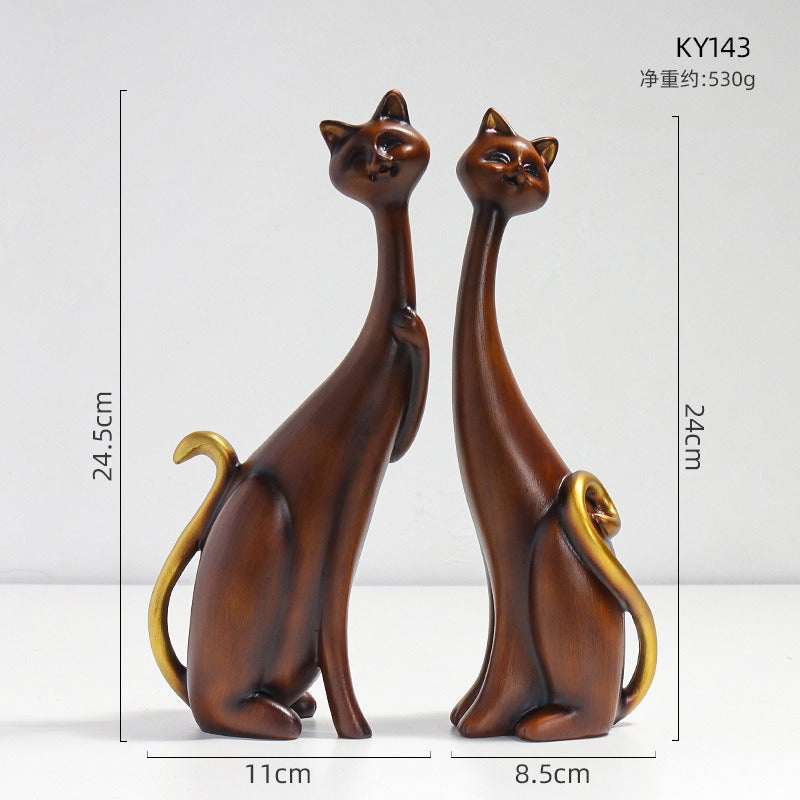 European Style Oil Painting Couple Cat Ornaments For Display Stand - ALOE WINGS STORE