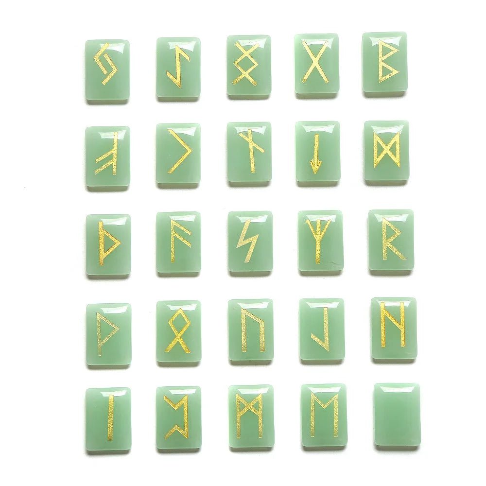 25 Healing Crystals Stone Viking Runes Set SELECTION - ALOE WINGS STORE