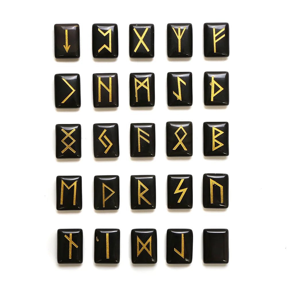 25 Healing Crystals Stone Viking Runes Set SELECTION-ALOE WINGS STORE