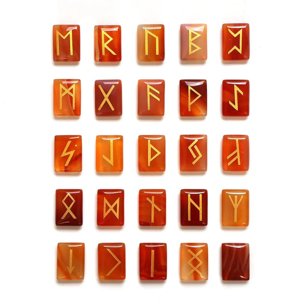 25 Healing Crystals Stone Viking Runes Set SELECTION - ALOE WINGS STORE