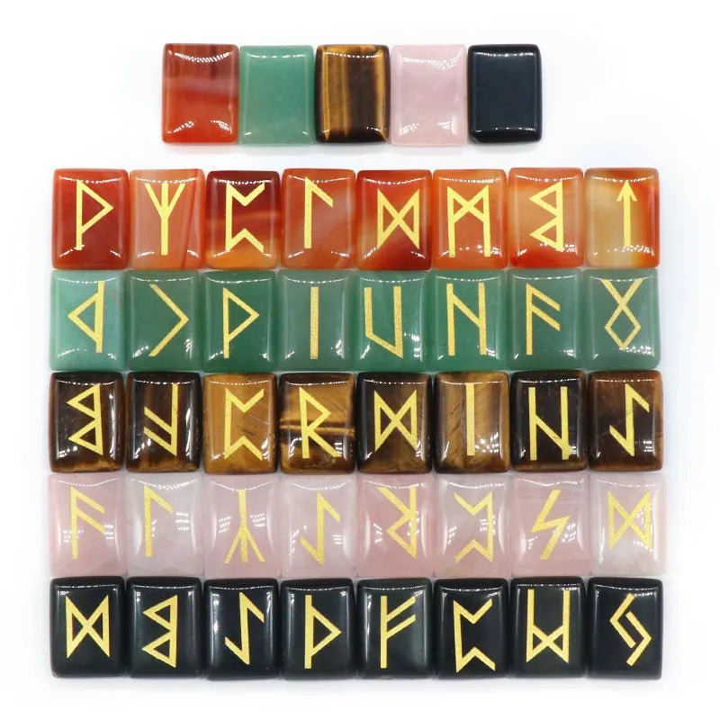 25 Healing Crystals Stone Viking Runes Set SELECTION - ALOE WINGS STORE