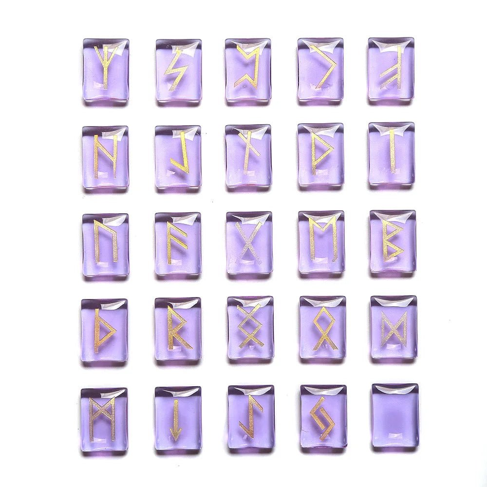 25 Healing Crystals Stone Viking Runes Set SELECTION - ALOE WINGS STORE