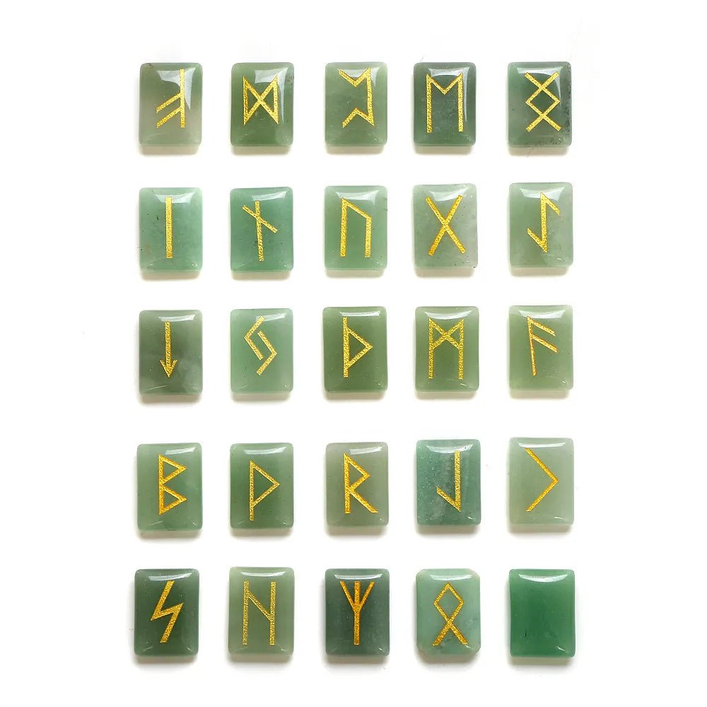 25 Healing Crystals Stone Viking Runes Set SELECTION - ALOE WINGS STORE