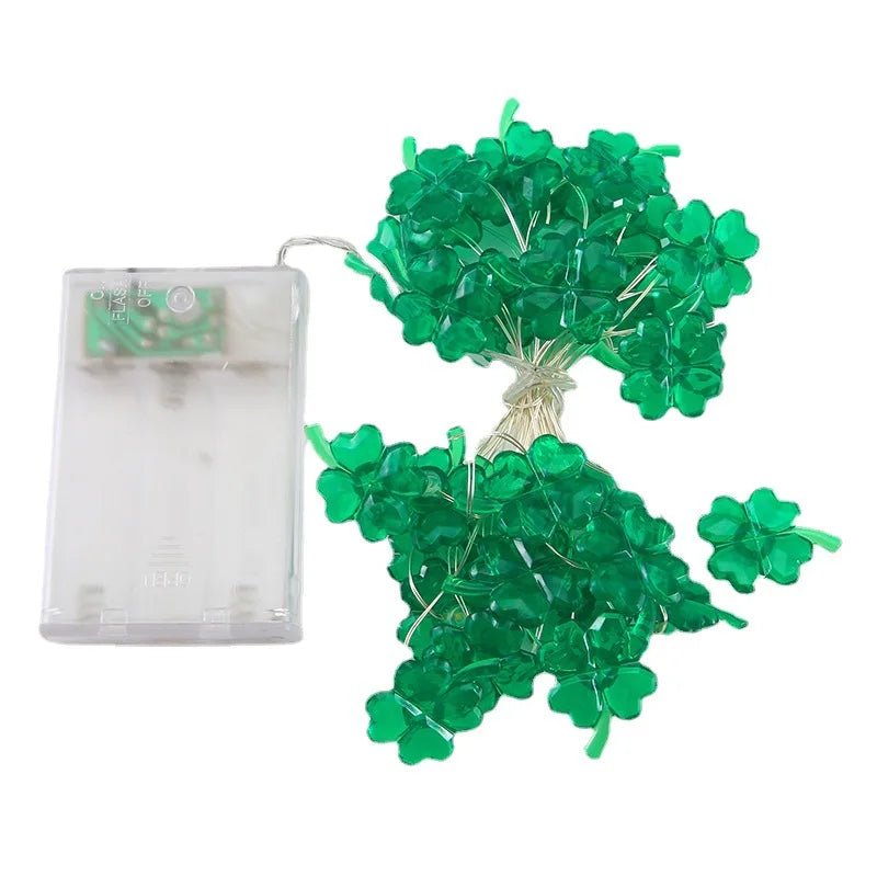 2m (20 LED) St Patrick Clover Leaf & Boxer Hat Green Lights Selection-ALOE WINGS STORE