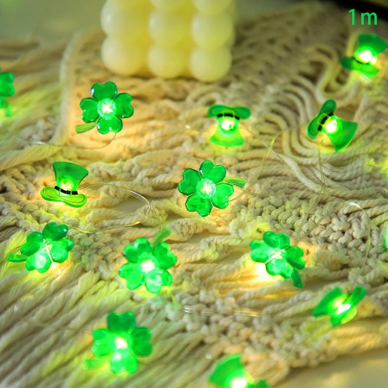 2m (20 LED) St Patrick Clover Leaf & Boxer Hat Green Lights Selection - ALOE WINGS STORE