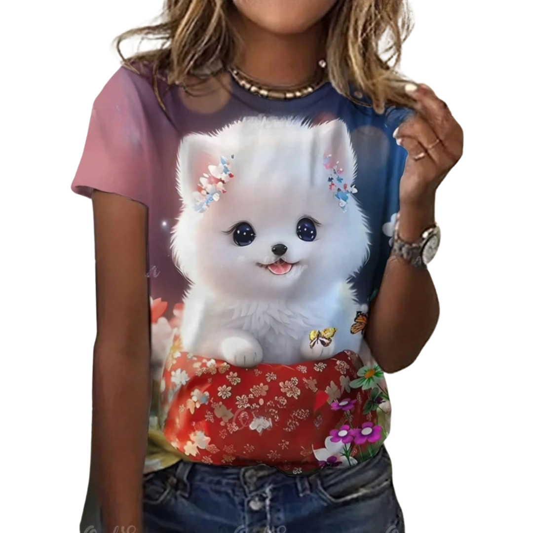 Women's Fashion Cute Dog Print Harajuku Style Kawaii T-Shirt SELECTION