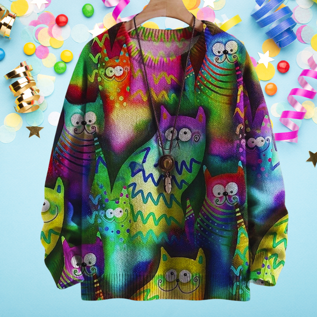 Chic & Adorable Artistic Cat Sweater Collection