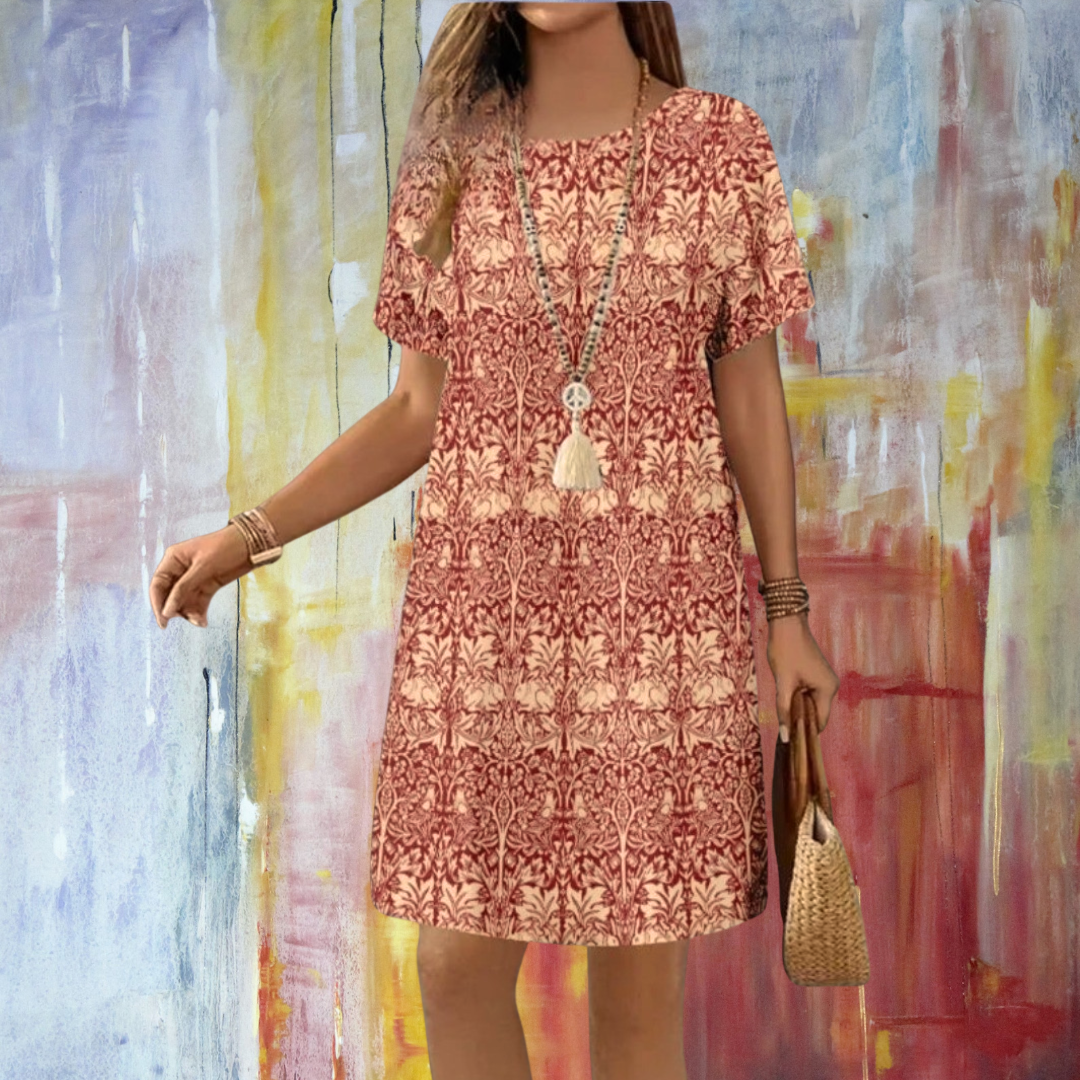 Red and White Floral Mini Dress – Women's Summer Fashion