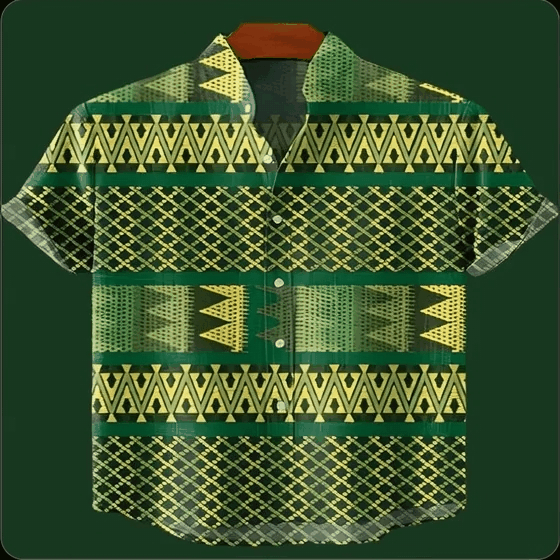 Men's Linen Blend Short Sleeve V-Neck Shirt – Forest Art Print Casual Shirt for Travel & Summer Wear