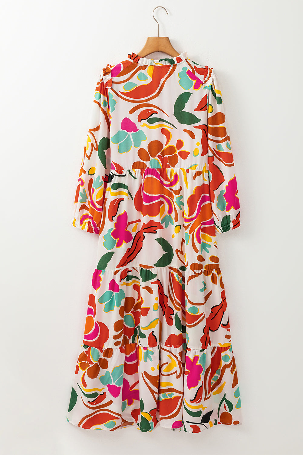 Orange Floral Split V-Neck Tiered Maxi Dress - ALOE WINGS STORE