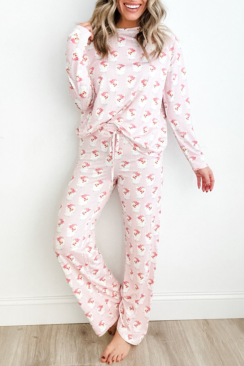 Festive Pink Santa Claus Two Piece Lounge Set - ALOE WINGS STORE