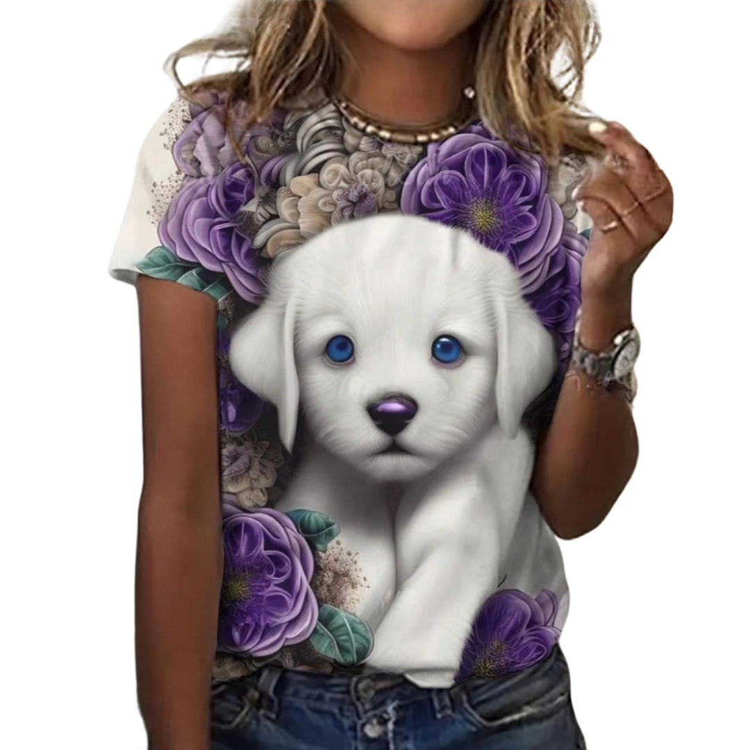 Women's Fashion Cute Dog Print Harajuku Style Kawaii T-Shirt SELECTION