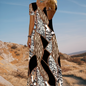 Zebra and Leopard Mix V-Neck Maxi Dress – Sleeveless Wild Print Dress
