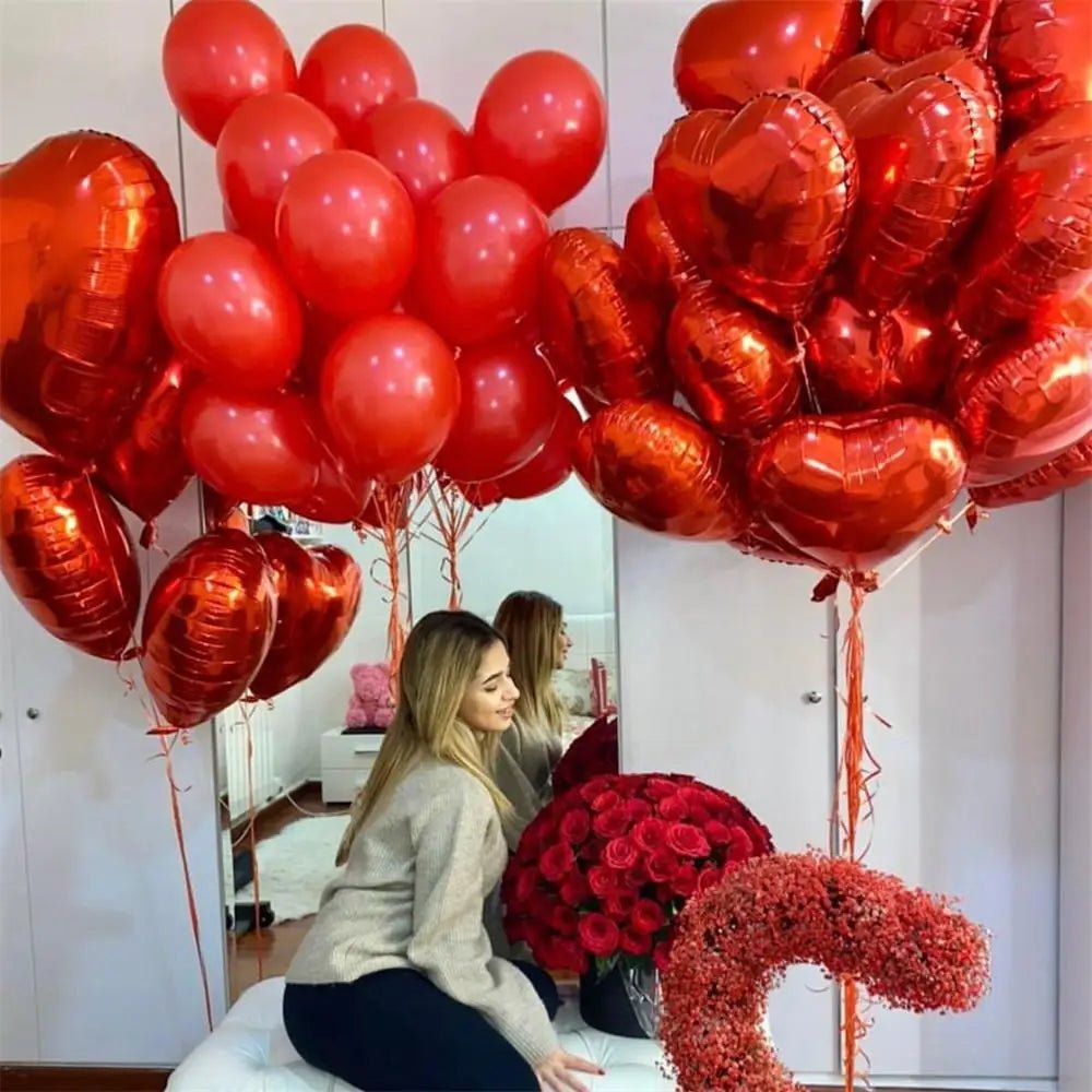 50pcs 18inch Red Heart Foil Aluminum Balloons Selection - ALOE WINGS STORE