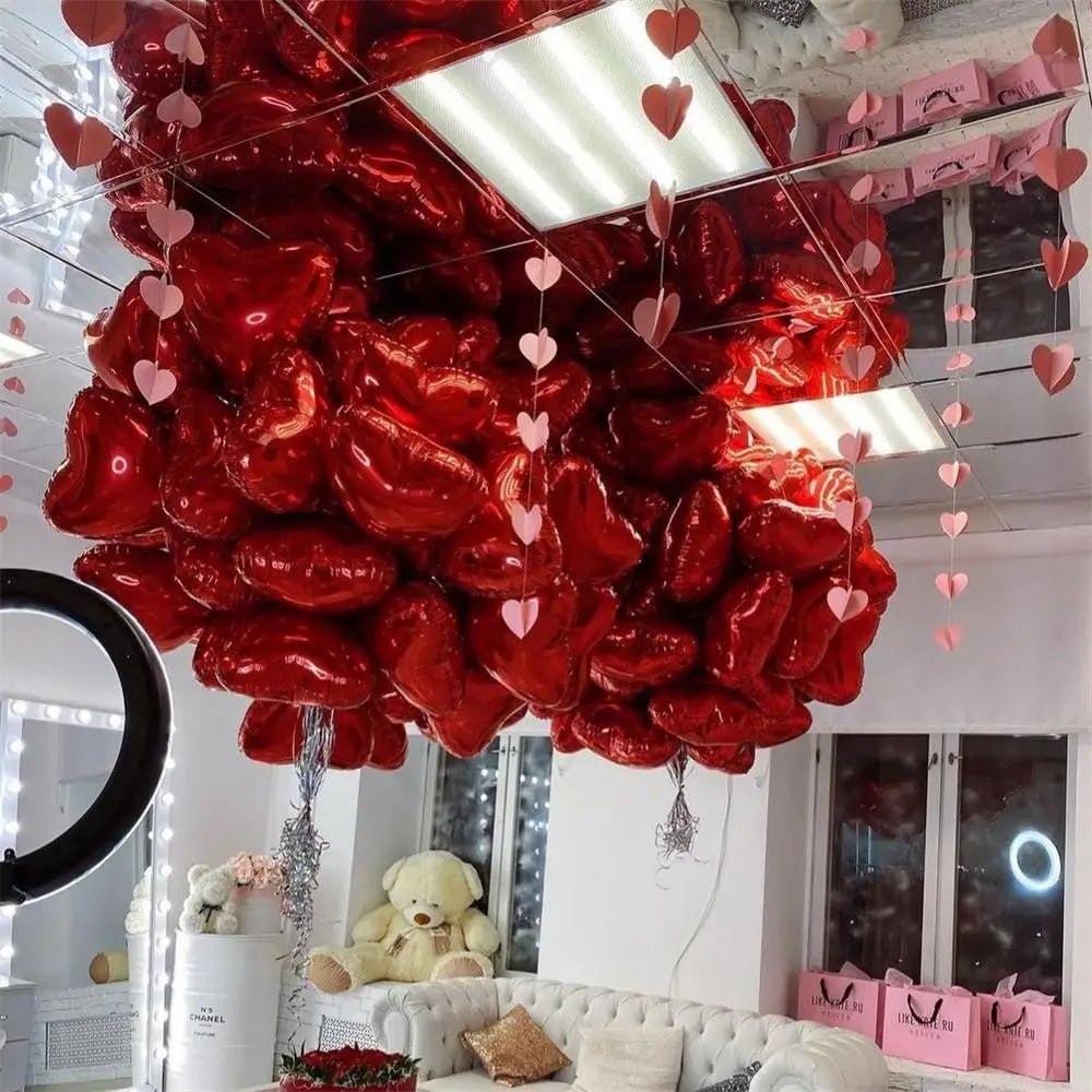 50pcs 18inch Red Heart Foil Aluminum Balloons Selection - ALOE WINGS STORE