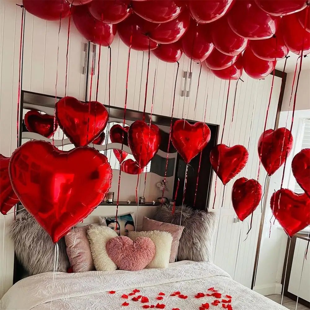 50pcs 18inch Red Heart Foil Aluminum Balloons Selection-ALOE WINGS STORE