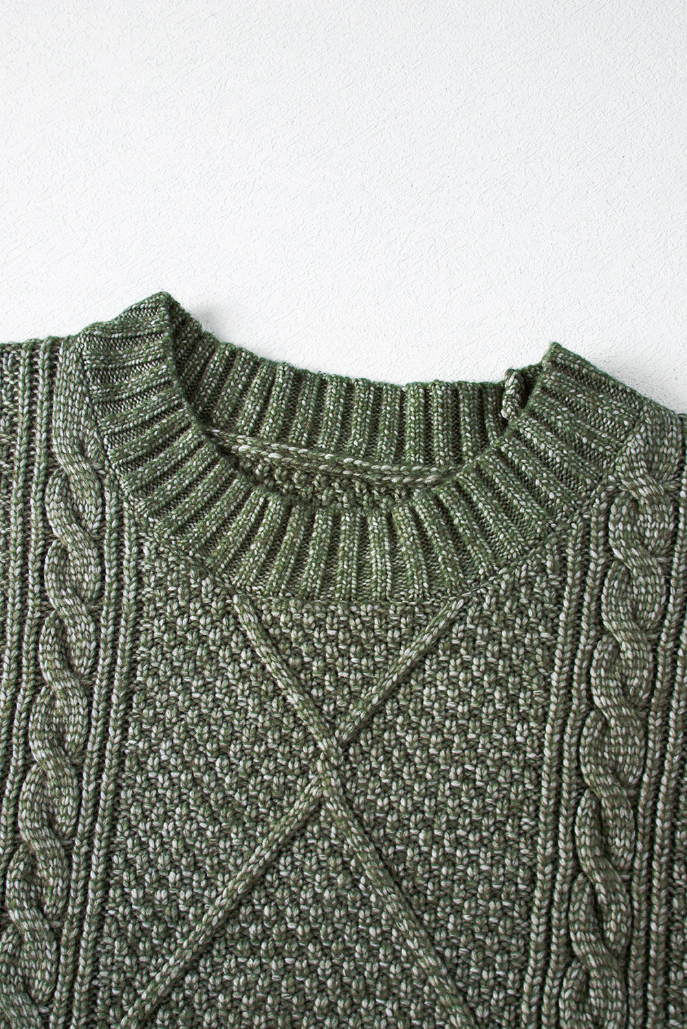 Mist Green Cable Knit Drop Shoulder Loose Fit Sweater Dress - ALOE WINGS STORE