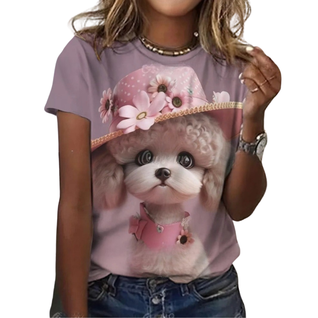 Women's Fashion Cute Dog Print Harajuku Style Kawaii T-Shirt SELECTION