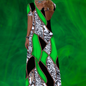 Green and Black Patch Leopard Maxi Dress – Eye-Catching V-Neck Style