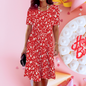 Red Tribal Pattern Mini Dress – Women’s Casual Summer Look
