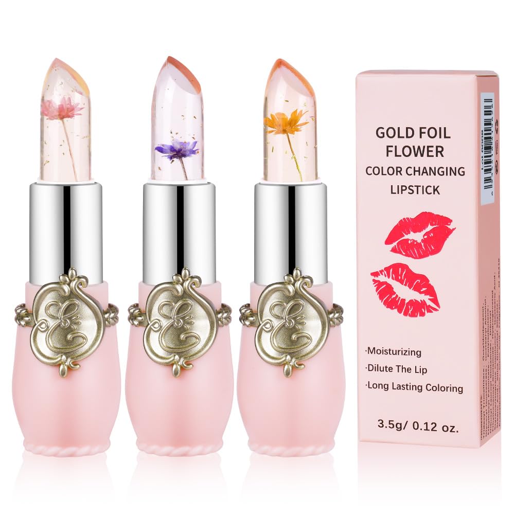 6Pcs/Box Crystal Clear Flower Jelly Lip Balm Lipstick Kits Temperature Colour Changing Lip Gloss Moisturizer Nourishing Lipstick-ALOE WINGS STORE