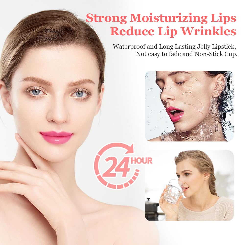 6Pcs/Box Crystal Clear Flower Jelly Lip Balm Lipstick Kits Temperature Colour Changing Lip Gloss Moisturizer Nourishing Lipstick-ALOE WINGS STORE