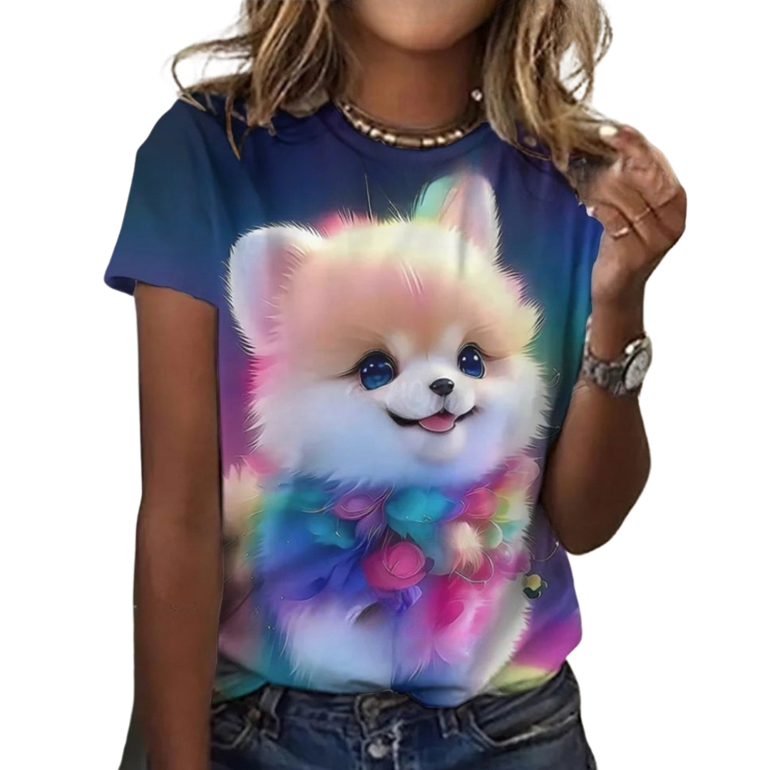 Women's Fashion Cute Dog Print Harajuku Style Kawaii T-Shirt SELECTION