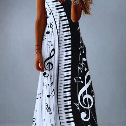 Women's Bohemian Marble Print Maxi Dresses – Sleeveless Loose A-Line Beach Resort Dresses
