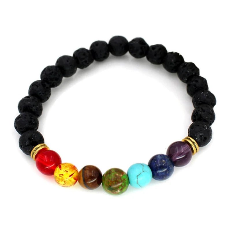 7 Chakra Healing Beaded Bracelet with Natural Lava Precious Stones [SELECTION]-ALOE WINGS STORE