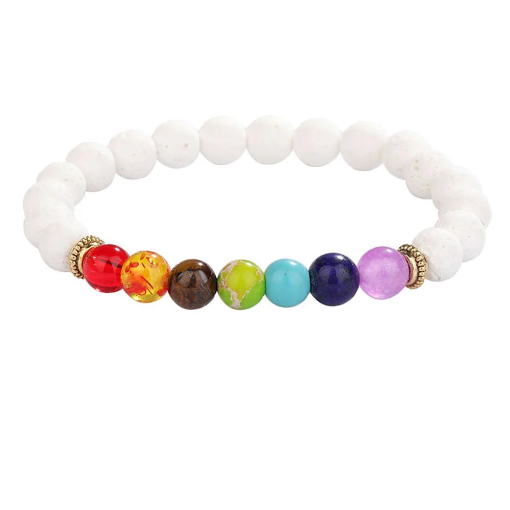 7 Chakra Healing Beaded Bracelet with Natural Lava Precious Stones [SELECTION] - ALOE WINGS STORE