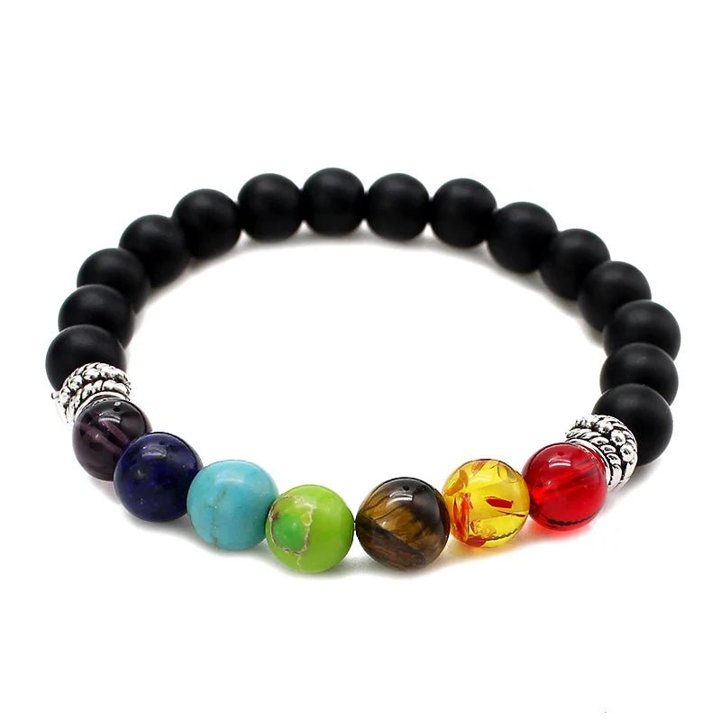 7 Chakra Healing Beaded Bracelet with Natural Lava Precious Stones [SELECTION]-ALOE WINGS STORE