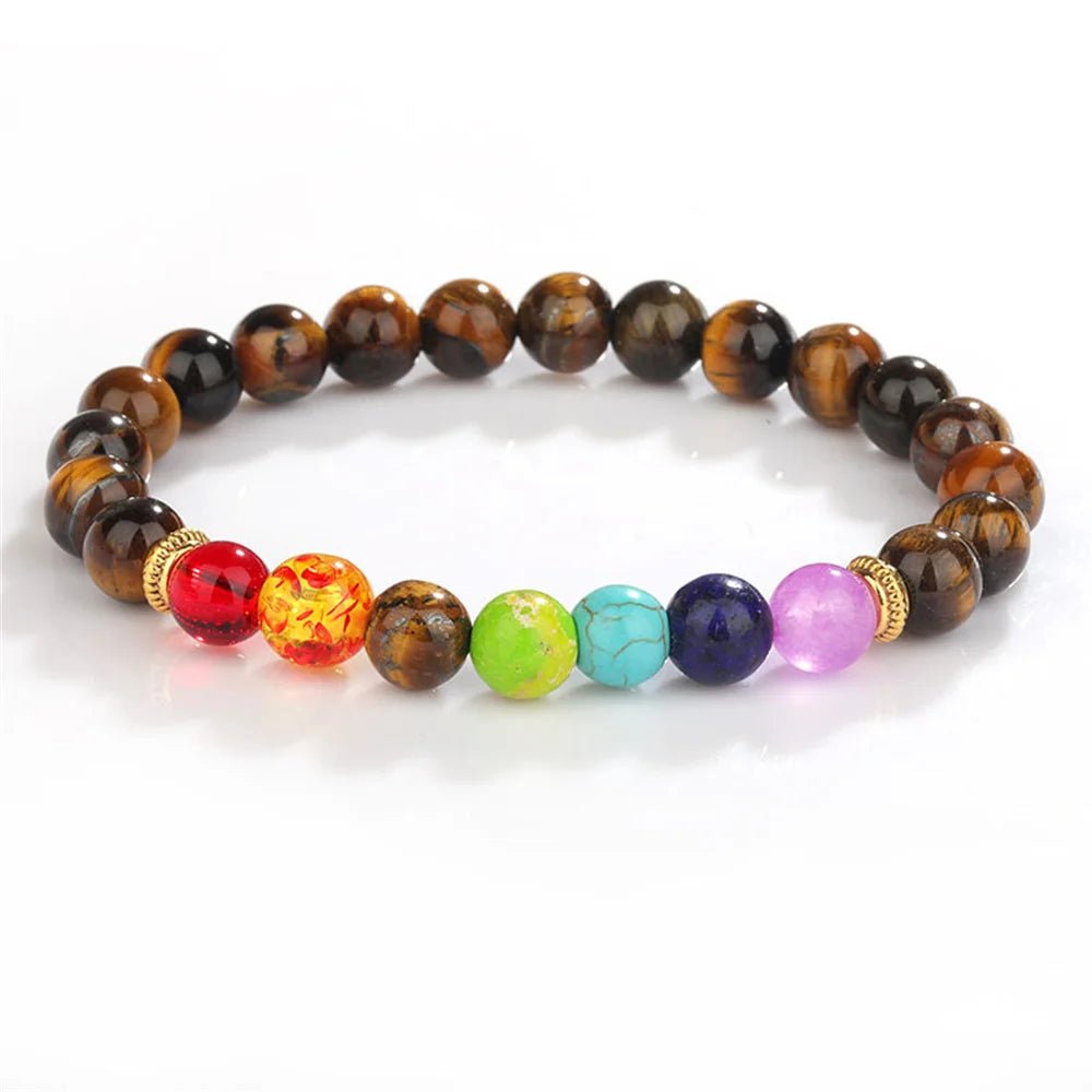 7 Chakra Healing Beaded Bracelet with Natural Lava Precious Stones [SELECTION]-ALOE WINGS STORE