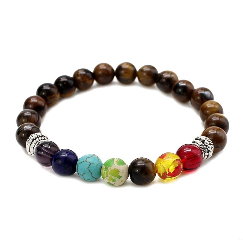 7 Chakra Healing Beaded Bracelet with Natural Lava Precious Stones [SELECTION] - ALOE WINGS STORE