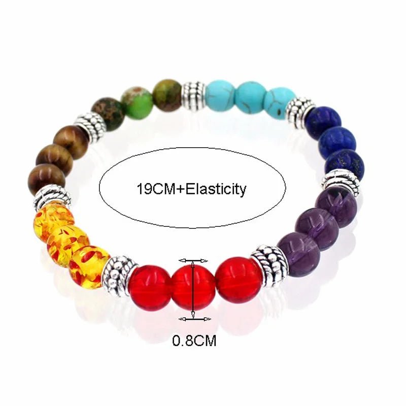 7 Chakra Healing Beaded Bracelet with Natural Lava Precious Stones [SELECTION] - ALOE WINGS STORE