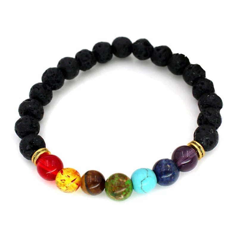 7 Chakra Healing Beaded Bracelet with Natural Lava Precious Stones [SELECTION] - ALOE WINGS STORE