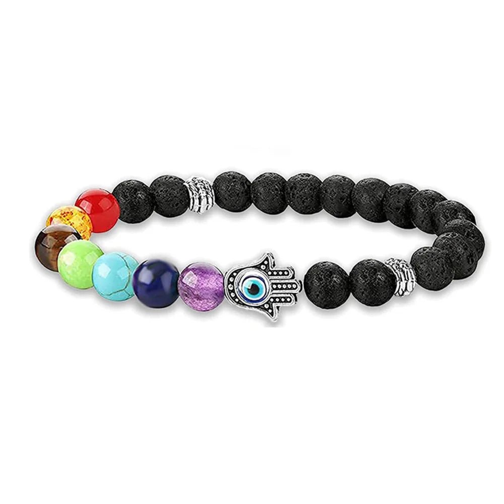 7 Chakra Healing Beaded Bracelet with Natural Lava Precious Stones [SELECTION]-ALOE WINGS STORE