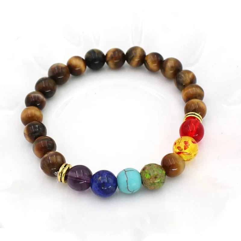 7 Chakra Healing Beaded Bracelet with Natural Lava Precious Stones [SELECTION]-ALOE WINGS STORE